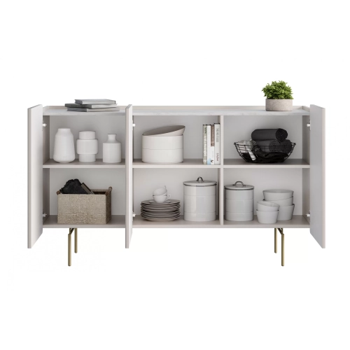 Komoda Malmi 150 cm - kaszmir / crema bianca / złote nóżki